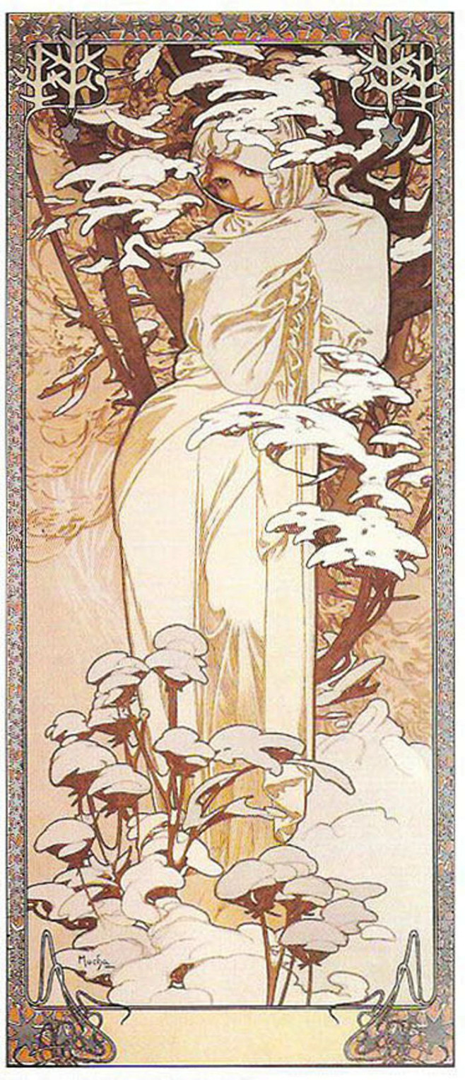 穆夏插画——四季系列三——冬