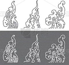 东方人,云,水,火,形状,漩涡形,式样,华丽的,概念,自然美