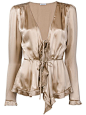 Tomas Maier tied ruffled blouse - Neutrals