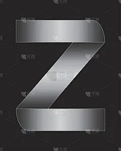 矩形弯曲金属字体，字母Z
