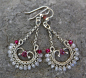 Pink Sapphire and moonstone wire woven earrings by JanCramer@北坤人素材