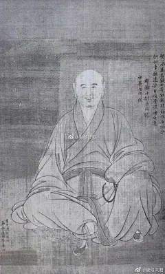 明代僧人，戴毗卢冠、腰系大带