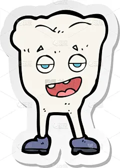 自鸣得意的,标签,看,卡通,人的牙齿,可爱的,口腔卫生,图像,艺术,设计