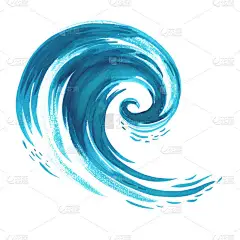 手绘海浪。抽象水彩素描