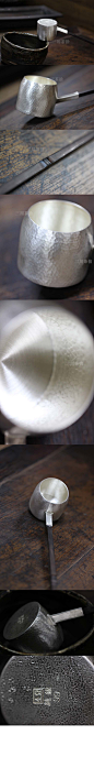 三川茶舍 韩国 大师级金工 锤目纹 纯银水勺 水器 日式抹茶工具-淘宝网