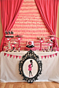 Pink   Black Glam Baby Shower w/ clever post-it note backdrop :)