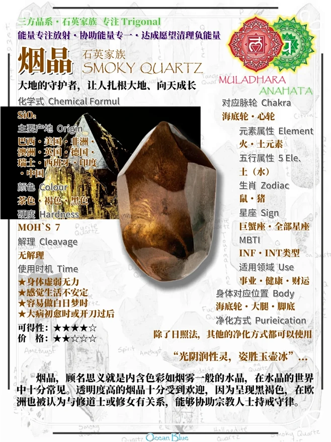 烟晶|再认识一下|每日水晶 烟晶 SMOKY QUARTZ・石英家族 大地的守护者，让人扎根大地、向天成长 烟晶，顾名思义就是内含色彩如烟雾 ...