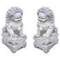 Pair of Antique White Marble Chinese Foo Dogs, circa 1850 | From a unique collection of antique and modern statues at https://www.1stdibs.com/furniture/building-garden/statues/