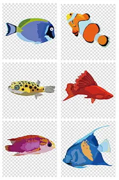 手绘热带鱼海洋装饰插图