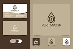 水滴，咖啡豆，咖啡厅，logo标志名片矢量图素材