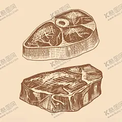 手绘版画牛排 【酷图网】手绘版画,手绘插画,复古版画,牛,牛肉,牛排,美食,食物,烧烤,火锅,午餐,肉类