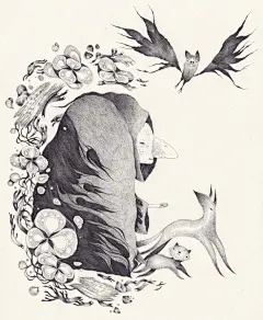 来自Yohan Sacre 的一组个性手绘黑白插画欣赏。一组赋予童趣的，充满着故事感的，奇思妙想的画面。贪吃的小怪物，带着长鼻子面具的寂寞小人，和麋鹿相伴的纤细少女，仗着大鼻子的恐怖女巫，一同分享给大家！