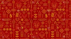 中式矢量无缝图案设计，白色背景上的金色元素。牛年，中国历法上的2021年。