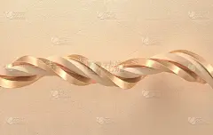 抽象的米色和金色扭曲几何形状，波浪。现代背景三维渲染