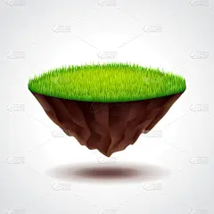 绿草矢量浮岛 