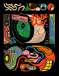 dark mode Character design  Drawing  freestyle Stream of Consciousness doodles imaginary typeface