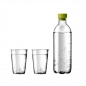 玻璃水瓶水杯套装•3件套(透明+绿色)