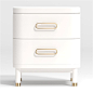 Kids Arlo White and Gold Nightstand | Crate and Barrel : Shop Kids Arlo White and Gold Nightstand.  Every bed needs a sidekick, and the Kids Arlo White and Gold Nightstand is up to the job.  With a brushed gold metal pull and feet, it's sports plenty of m