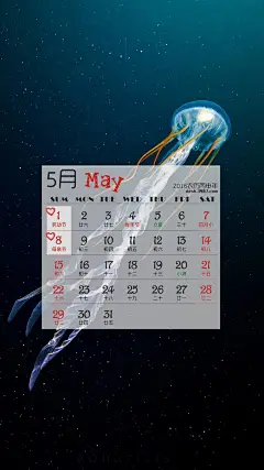 2016年五月日历手机壁纸