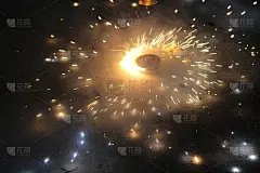 五颜六色的烟花在晚上，明亮的烟花蜡烛为圣诞节或新年节日