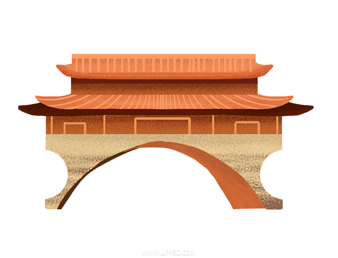 国潮建筑插画PNG