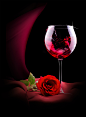 红色玫瑰花朵与高脚杯46528_酒水_美食类_图库壁纸_联盟素材