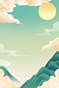 山水国潮风插画背景图