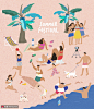 沙滩海水狂欢度假休闲派对夏季插画旅游出行素材下载-优图网-UPPSD