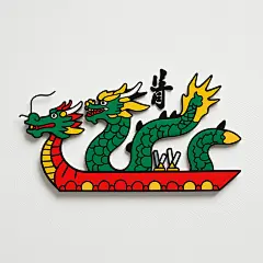 有龙舟元素的冰箱贴、简洁、手绘、创意