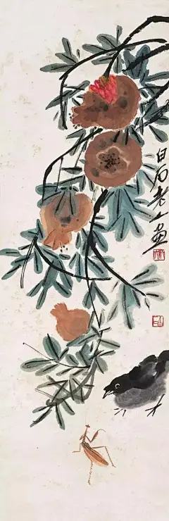 白石老人笔下的螳螂，“斗”趣十足！|齐白石|蚂蚱|石榴_网易订阅