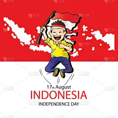 8月17日。印度尼西亚独立日贺卡。