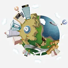 卡通立体地球建筑高清素材 png 设计图片 免费下载 页面网页 平面电商 创意素材 png素材