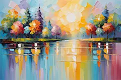 彩色植物田园乡村艺术创作油画图片插画