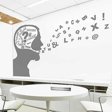 创意公司文化墙贴办公室大脑符号励志玻璃贴...