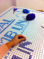 Cross stitch on painted peg board