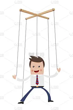 商人木偶娃娃与领带在白色背景。儿童木偶戏的元素。孩子的玩具, 戏剧娃娃。向量例证