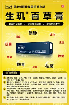 百草膏  - 源文件下载【酷图网】百草膏,医药海报,功效,皮火,简约,中医,
