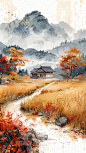 秋日美景插画壁纸