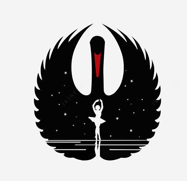 手绘黑色翅膀天鹅舞图标