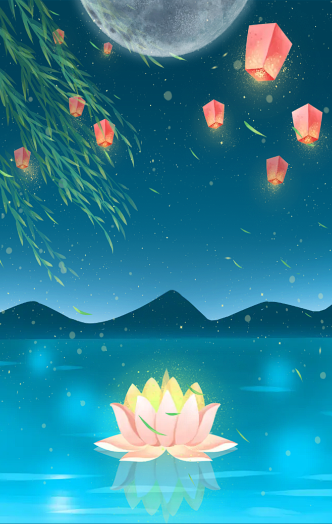 中国传统节日中元节海报