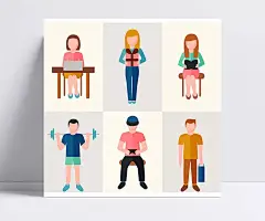 无表情人物|健身,运动,办公,礼盒,读书,游戏,男子,女子,人物,无表情,扁平化,矢量图,AI格式