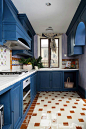 蓝色欧式厨房装修效果图大全2013图片