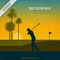 Sunset background of golfer silhouette