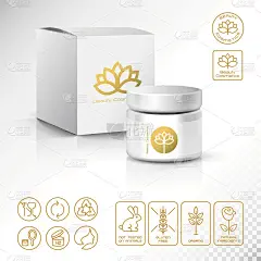 现代细轮廓线图标一套天然化妆品包装