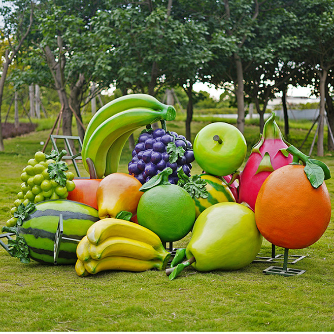 仿真水果蔬菜雕塑玻璃钢苹果葡萄火龙果园林...