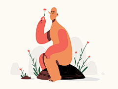 Nakey toonboom harmony smell relax forest scenery flower man motion graphics motion design cel animation gif animation fireart studio 2d illustration character design