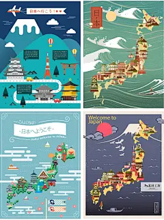 日本旅游地标建筑手绘和风日系插画装饰画矢量AI设计素材 C321-淘宝网