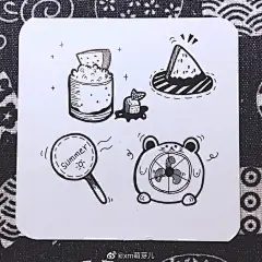 夏日主题小插画元素们】 有没有想起#小时候夏天的味道#来了 | @xm萌芽儿 ​