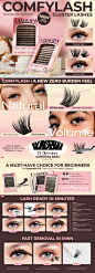 Amazon.com: LASHVIEW COMFYLASH - Extensiones de pestañas rizadas en racimo de aspecto natural, banda súper fina y pestañas suaves, reutilizables, 0.354-0.630 in (esponjosas) : Belleza y Cuidado Personal