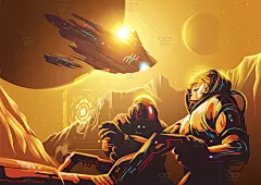 高端大气赛博朋克太空火星移民元宇宙Banner插画海报AI矢量图素材-淘宝网